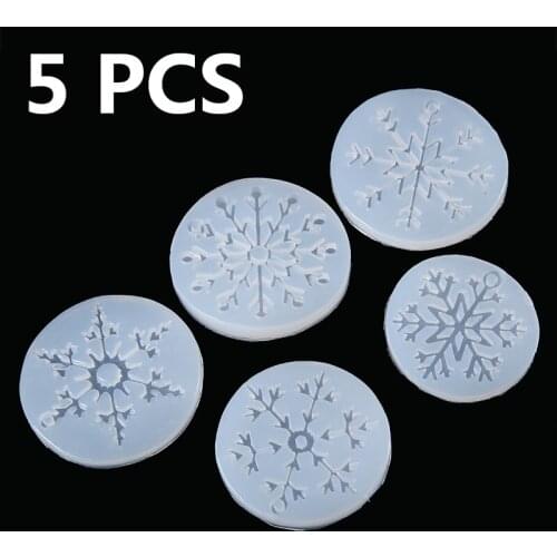 5pcs Snowflake Flower Silicone Mold Crystal Jewelry Pendant Making Mould DIY Handmade UV Craft Tool 5 Snowflake Shapes