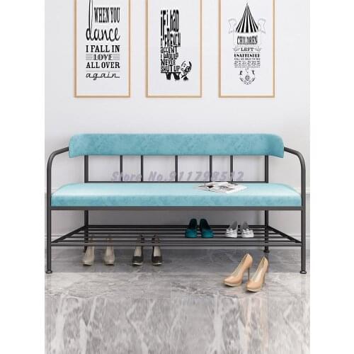 Nordic shoe replacement stool with backrest light luxury sofa stool bed end stool clothing store long stool creative dining chai