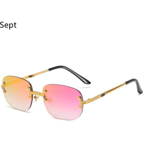 Blue Green Mirror Ladies Square Frame Male Eyeglasses Frameless Retro Sunglasses Women Rimless Men Sun Glasses UV400