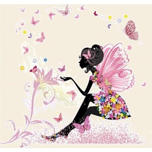 Women Clothes 210mm Butterfly Beauty Fairy Iron on transfer Printing Patches for clothing T-shirt Biker Patch Heat PVC Stickers