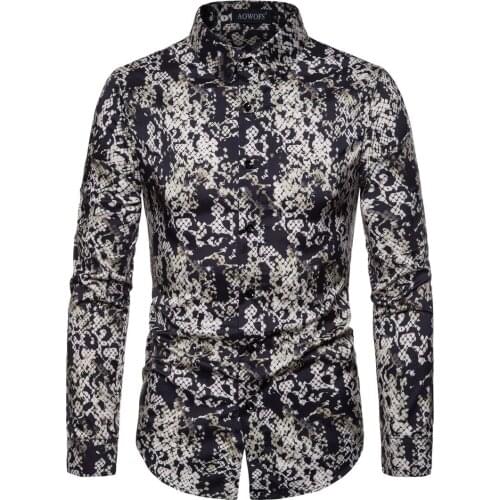 YS067 New Fashion Autumn Clothing Mens 2019 Digital Printed Turn-collar Long-sleeved Shirt