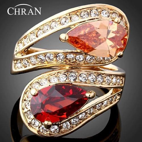 Chran Fashion Gold Color Cubic Zirconia Finger Rings for Women Exquisite Sparkling Crystal Women Rings Jewelry Gifts