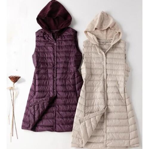 SEDUTMO Winter Plus Size 4XL Hooded Duck Down Vest Women Ultra Light Long Jackets Casual Waistcoat Autumn Slim Parkas ED1205