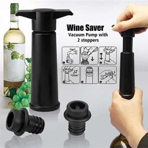 1 Set Wine Saver Vacuum Bottle Stopper Set 1 Pump+2 Caps Sealing Preserver Wine Drinks Bottle Hat Caps Silicone Wine Stoppers