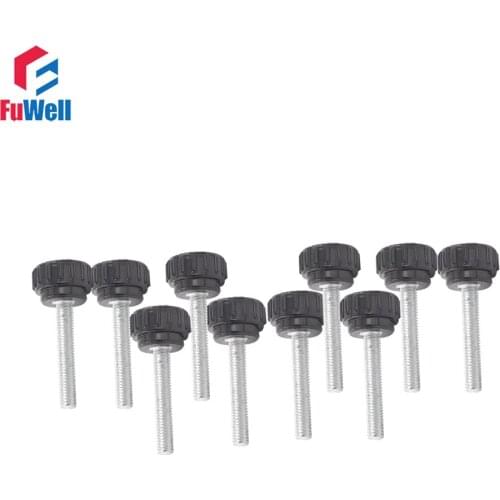 10pcs Knurled Knob M6 x 20mm Male Thread 18mm Round Head Diameter Knurled Handles Replacement Screw on Type Nut Clamping Knob