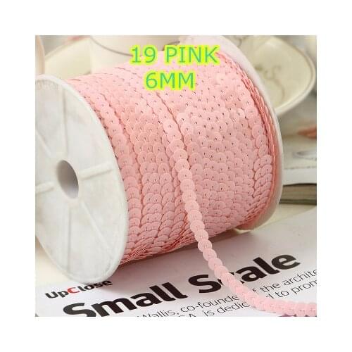 100 Yards 6mm Round Sequins Trim, Sold per Packet of 1 Roll(100 Yards)-Solid Pink Confetti