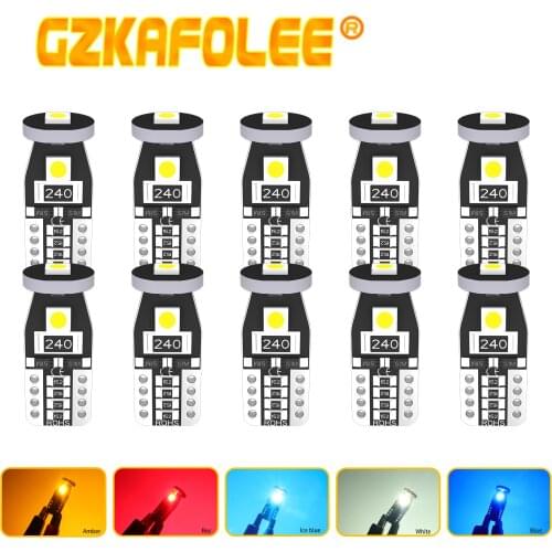 2/10PCS W5W T10 194 168 3030 chip LED Car Accessories 6000K Amber 3000 White Blue Red Wedge License Plate Lamp Led Dome Lights