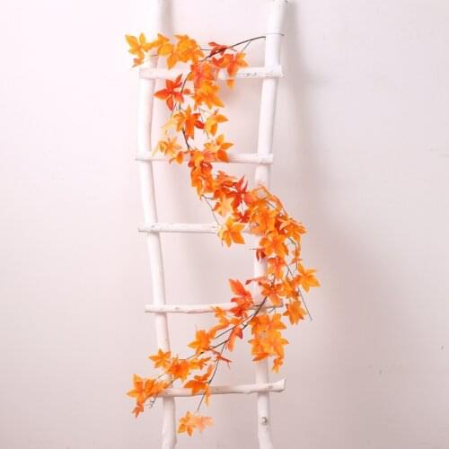 2Pcs 170cm Long Simulation Red Maple Leaf Rattan Autumn Color Plants for Wedding Wall Hanging Vine Halloween Decoration Rattan