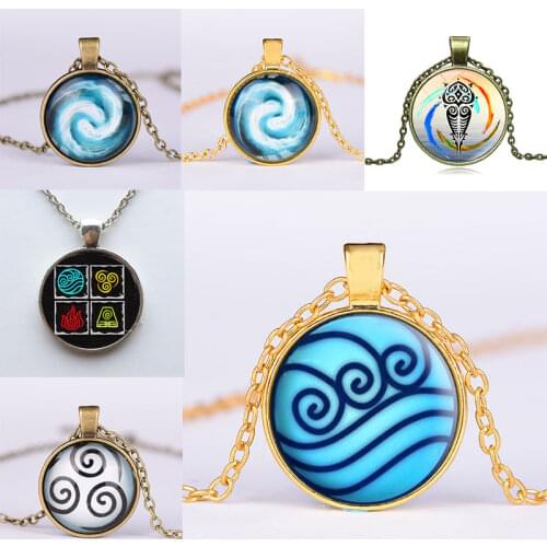 2020New Avatar The Last Airbender Necklace Kingdom Jewelry Air Nomad Fire And Water Tribe Pendant Glass Dome Necklaces cosplay