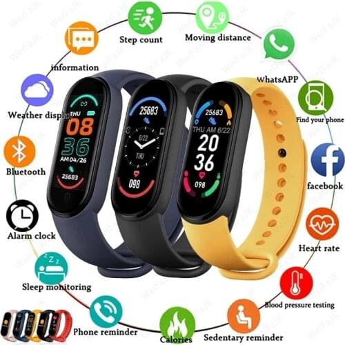 2021 M6 Smart Bracelet Unisex Bluetooth Smart Watch Multifunctional Heart Rate Fitness Tracking Sports Bracelet for IOS Android
