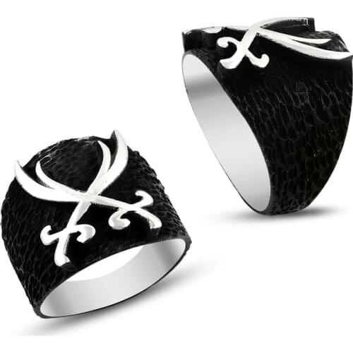 925 Silver Handmade Sword Printed Rings for Men