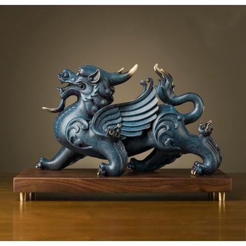 Large 2021 Home store Company SHOP mascot talisman Bring wealth money GOOD LUCK Dragon PI XIU BRONZE Sculpture FENG SHUI Statue