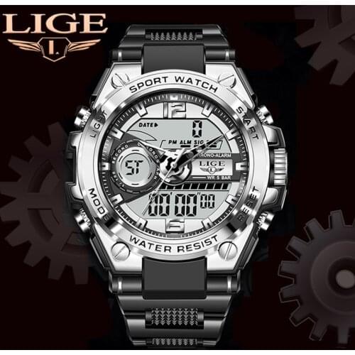 2021 Top Luxury Brand Casual Sport Men Watch Waterproof Clock LED Dual Display Military Quartz Wristwatch Montre Homme Relogio