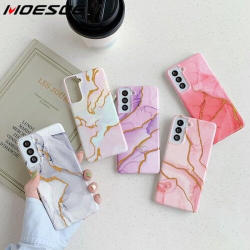 Gradient Glitter Marble Texture Phone Case For Samsung A32 A52 A72 5G S21 S20 FE Plus Note 20 Ultra A51 A71 Soft Bumper