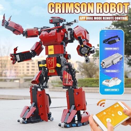 MOULD KING 15038 Creative Toys APP RC Controlled Motorized Crimson Robot Model High-Tech Building Block Brick Kid Christmas Gift