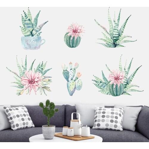 DIY 3D Cactus Wall Sticker Flower Living Room Bedroom Decor Poster Mural Boy Girl Teenager Room Decoration Art Vinyl Wallsticker