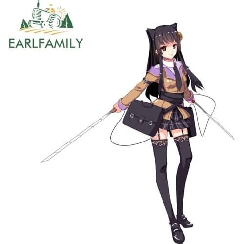 EARLFAMILY 13cm x 11.8cm for Sword Girl Anime Car Sticker Creativite Scratch-Proof Sunscreen Decal Refrigerator Trunk Stickers