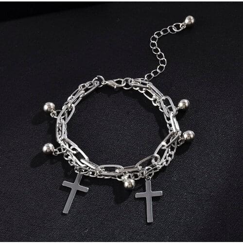 European and American Unisex Choker Bracelet Women Hip-hop Gothic Punk Style Cross Jumper Bracelet Choker Ins Gifts