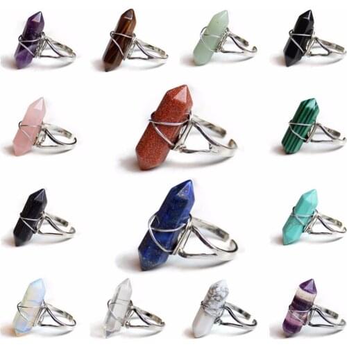 Druzy Fluorite Natural Stone Ring Vintage Jewelry Lapis Lazuli Clear quartz Ring for Women Party Gift Free Shipping