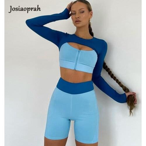 Josiaoprah Hollow Out Zipper Sexy Romper Women Long Sleeve Playsuit Party Club Bodycon Rompers Fitness Biker Playsuit Bodysuit