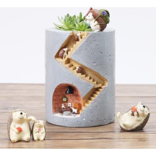 Creative Cartoon Animal Hedgehog Hydroponic Succulent Bonsai Decorative Personality Micro Landscape Pot Flower Device