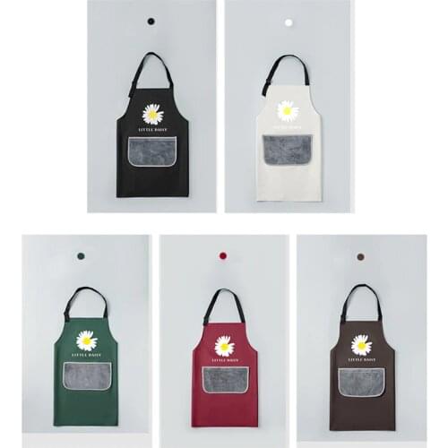 Daisys Printed Kitchen Waterproof Apron Neck Hanging with Removable Hand Wiping Towel Oil-proof Home Kitchen Apron TS2