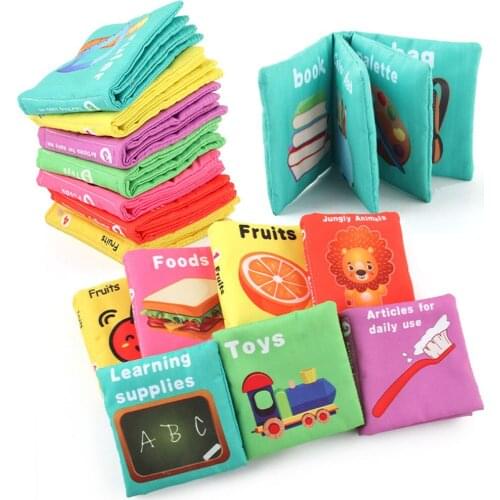 HOT Readings Cloth Books Girls Boys Baby Learning Toys Supplies Animal Fruit Food Enlightenment Kids Early Education Toy Puzzle