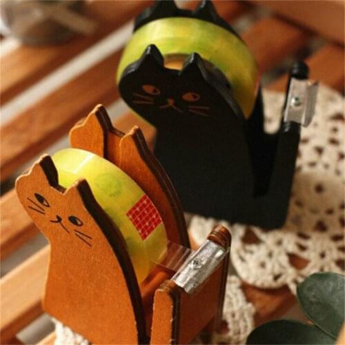 Cute cat wooden tape Dispenser Tape holder Tape cutter Office & School Supplies