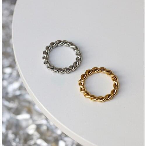 MODAGIRL 1PCS Dainty Promise Twist Finger Ring Gold Silver Color Stainless Steel Rings for Women Party Jewelry Size 6-8
