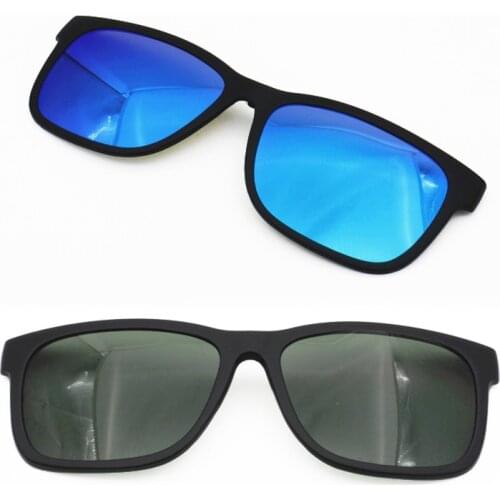 Model No TJ011 single clipping TAC polarized square sunglasses lenses for myopia hyperopia eyeglasses extra clip on sunlens