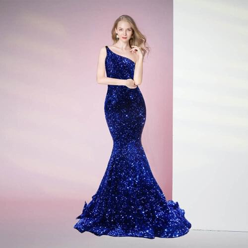 MSHBLUE Womens One Shoulder Evening Dresses