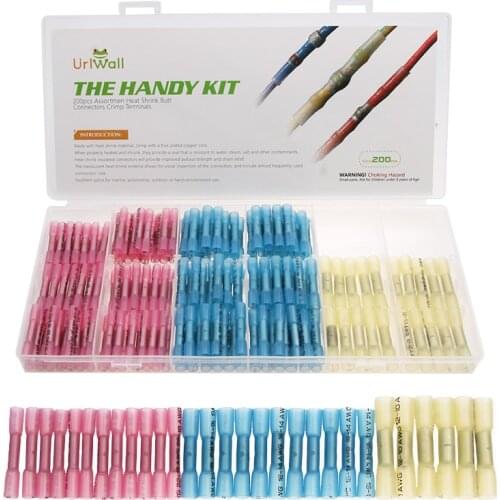 200PCS 22-10AWG Shrinkable Terminator Set Assortment Heat Shrink Butt Connectors 0.5-6.0mm2 Splice Crimp Terminals From UK Stock