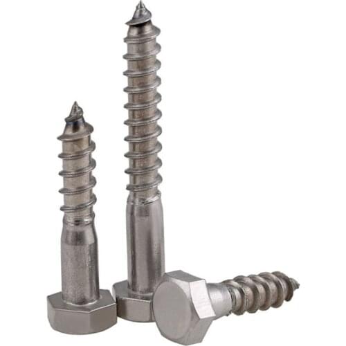 Stainless Steel Hexagon Head Self Tapping Screw DIN571 External Hex Head Cap Tapping Large Long Wood Screw M6M8M10 2pcs