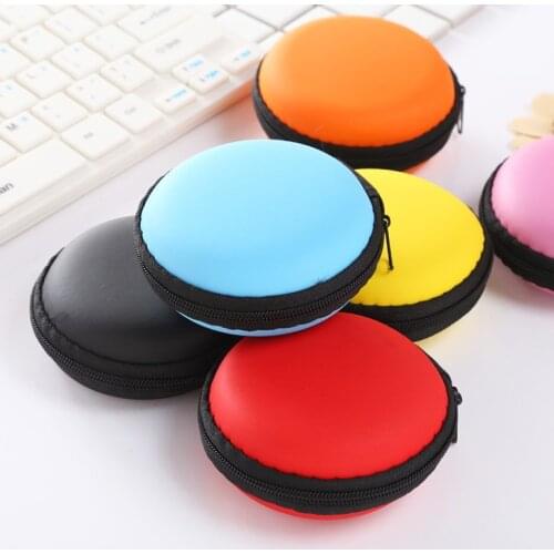 New Round Earphone Storage Bag Case For Headphone Key Coin Hard Holder Box Carrying Wallet Coin Purse