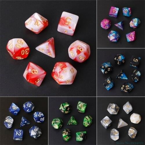 New Acrylic Polyhedral Dice For TRPG Board Game Dungeons And Dragons D20 D12 D10 D10% D8 D6 D4 7Pcs/set Drop Ship