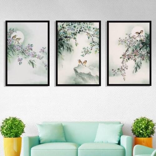 New Chinese Ink Paintings Freehand Bird Flower Decorative Paintings Canvas Paintings Decoration For Room Unframed