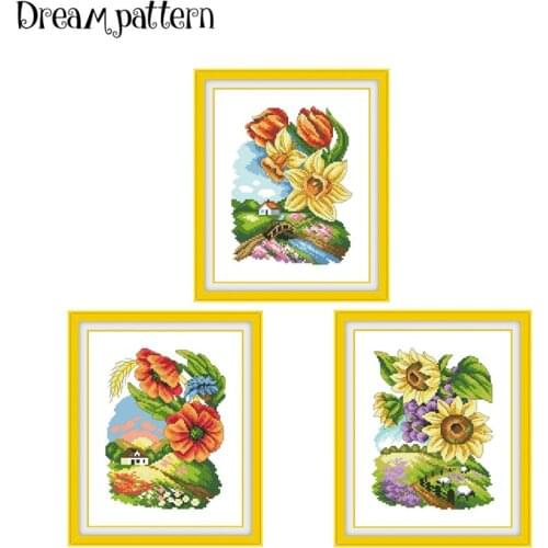 Autumn flowers cross stitch kits aida fabric 18ct 14ct 11ct white unprint cotton thread embroidery kits DIY craft