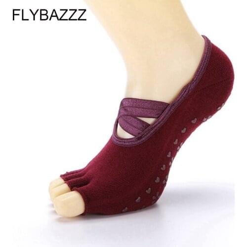 Professional Yoga Socks for Women with Good Grip & Non Slip Toeless Bandage Socks for Ballet Pilates Barre Fitness Dance Socks