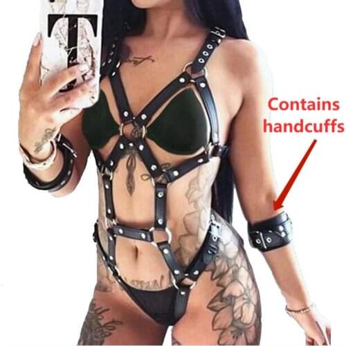 Sexy BDSM Body Bondage Leather Harness Toys For Women underwear Garters belt Bra Leg suspenders erotic Sex Accessories