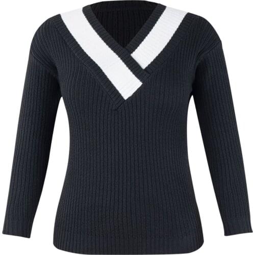 Neatie kiddie Fashion Casual Criss-Cross V-neck Loose Sweater Women Pullover Jumper Female Long Sleeve Autumn Winter Sweaters