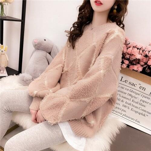 Spring Autumn New Street Clothes Sweater Pullover Loose Soft Girl Pink Sweater Female Ins Sweet Girl Sweater Knit Sweater Women