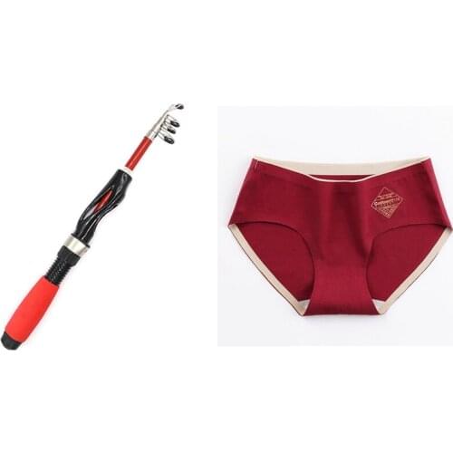 Telescoping Fishing Rod Outdoor Fish Tool & Womens Solid Color Mid-Waist Seamless Breathable Hip-Lifting Red XL Size