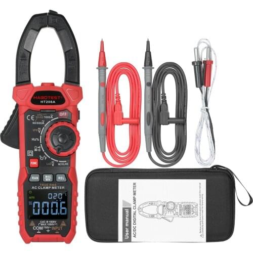 HABOTEST HT208A Digital Clamp Meter AC True-RMS Multimeter Anto-Ranging Tester Current Clamp Volt Diode Capacitance Resistance