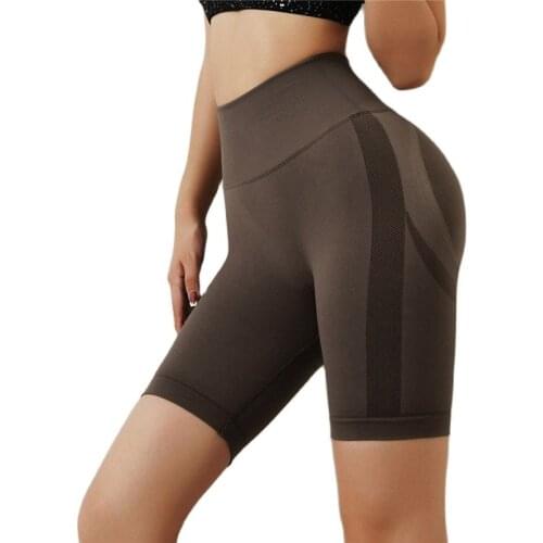 Summer Women Peach Hip Knee Length Seamless Leggings Tights Fitness Sports High Waist Jogging Workout Gym Trousers