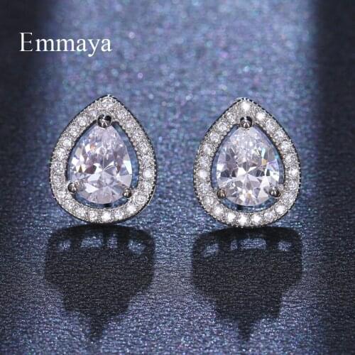 Emmaya Fashion jewelry Waterdrop Shape Earring Three Claws With Shiny Zirconia For Women Elegant Decoration Fascinating Gift