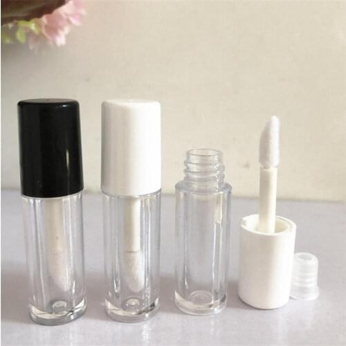 1.3ML Plastic Empty Lipgloss Tubes Black/White Lid,Clear Plastic Cosmetic Lip Gloss Containers Mini Lipstick Refillable Bottle