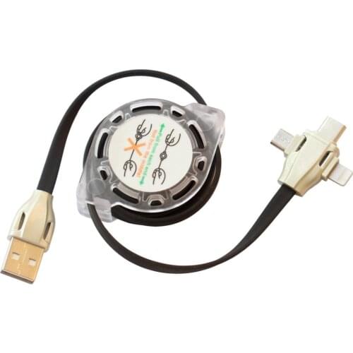 1mtr 3 in 1 Flexible portable type C micro USB multi-functional data and charging cable