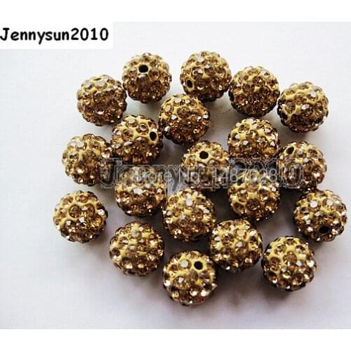 10mm Light Colorado Topas Top Quality Czech Crystal Rhinestones Pave Clay Round Disco Ball Spacer Beads For Jewelry100pcs / Pack