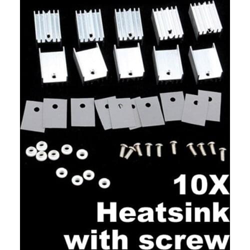 10pcs/set Heatsink Heat Sink With Screw Sets For TO-220 High Quality Heatsink Gadgets With Screw Sets 15*20mm For TO-22 Heatsink