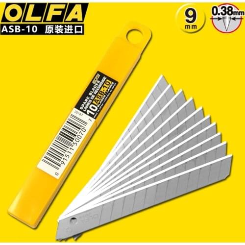 10pc-Pack ASB-10 OLFA Knife SnapOff Blade Lame Signage Vinyl Cardboard FOR OLFA 18O S S/20 A A-2 A-3 SVR-1 PA-2 5-5 XA-1 DA-1